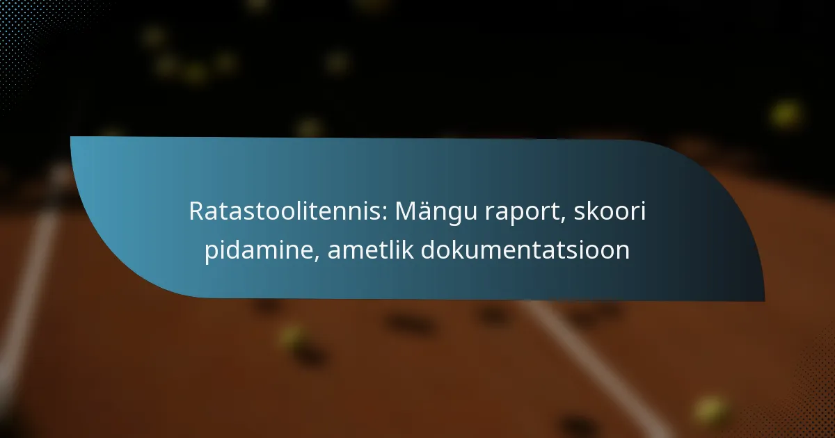 Ratastoolitennis: Mängu raport, skoori pidamine, ametlik dokumentatsioon