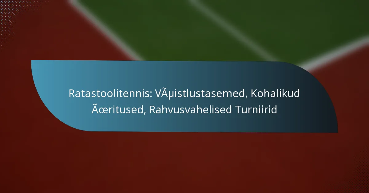 Ratastoolitennis: Võistlustasemed, Kohalikud Üritused, Rahvusvahelised Turniirid