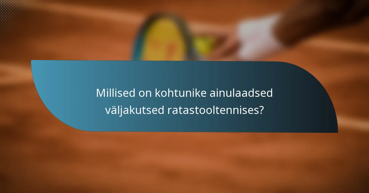 Millised on kohtunike ainulaadsed väljakutsed ratastooltennises?